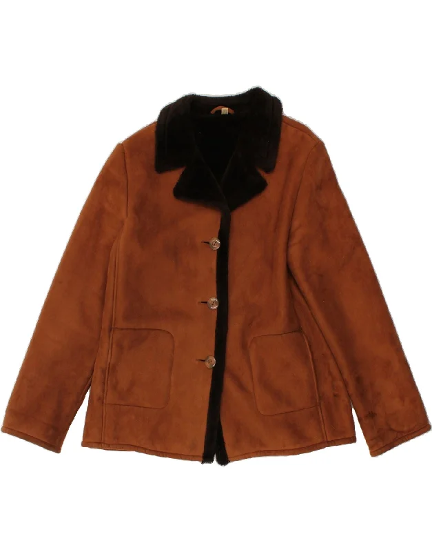 Deal Explosion VINTAGE Womens 3 Button Blazer Jacket UK 16 Large Brown Polyester