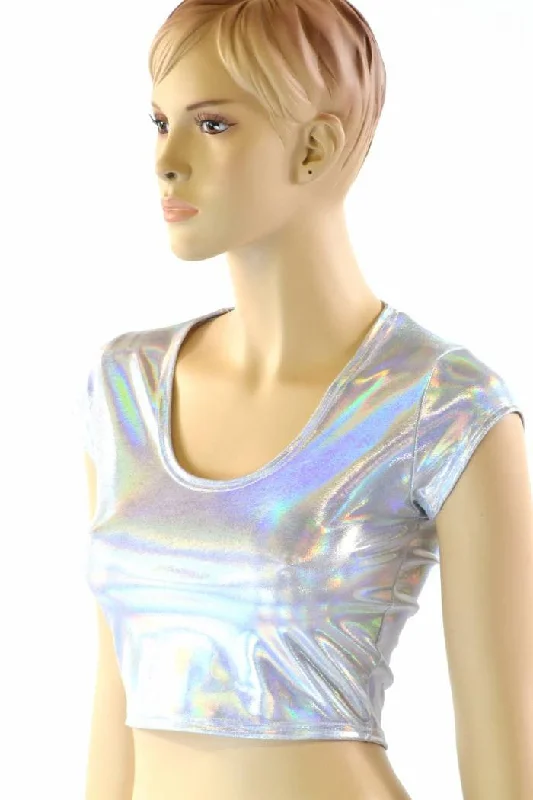 Special Offer Flashbulb Cap Sleeve Crop Top