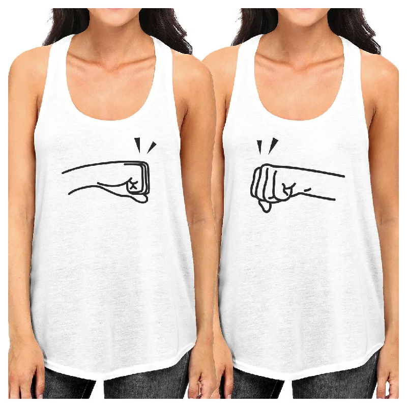 Special Price Fists Pound BFF Matching White Tank Tops