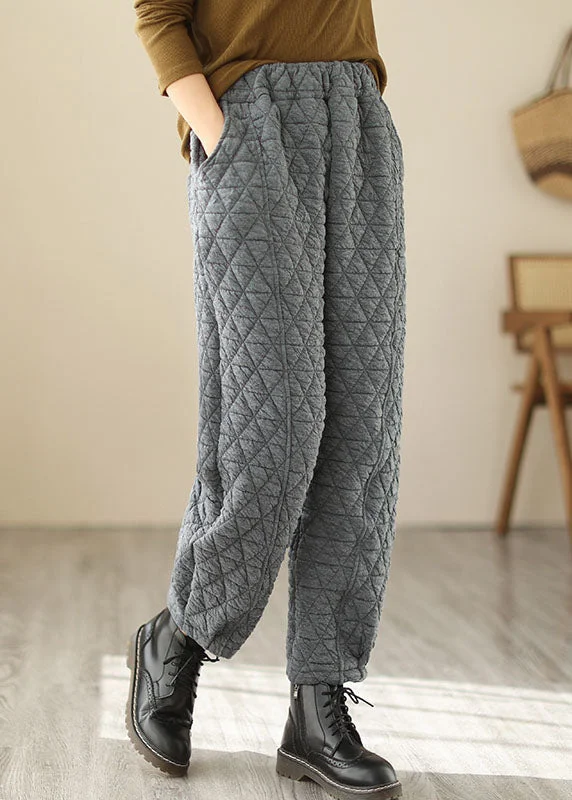 Weekend Specials to Grab Grey High Waist Warm Fleece Lantern Pants