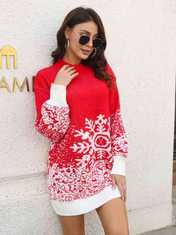 Reduced Prices Snowflake Pattern Sweater Dress by VYSN