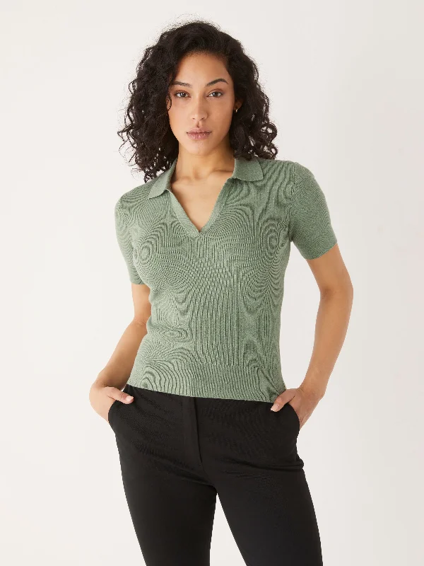 Weekend Deals to Make You Happy The Johnny Collar Knit Top in Deep Sage