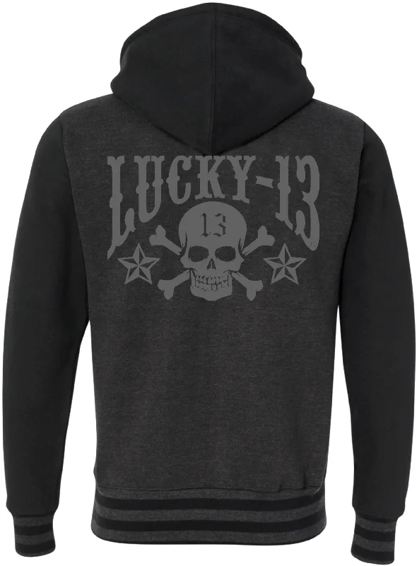 Huge Savings The SKULL STARS Hooligan Full-Zip Unisex Hooded Sweatshirt - CHARCOAL HEATHER/BLACK