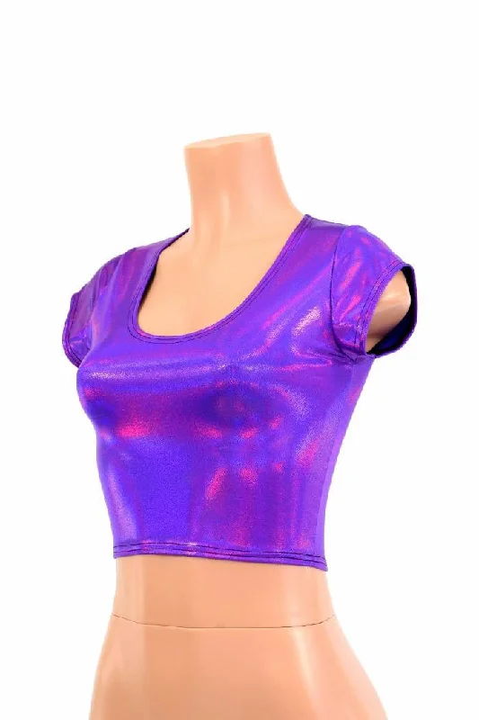 Weekend-Only Price Drops Purple Holographic Crop Top