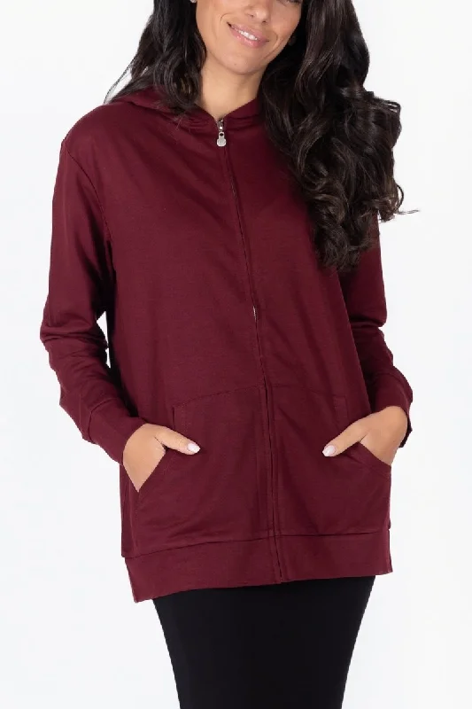 Weekend Discounts to Relish ZIP-UP CARDIGAN (BURGUNDY)