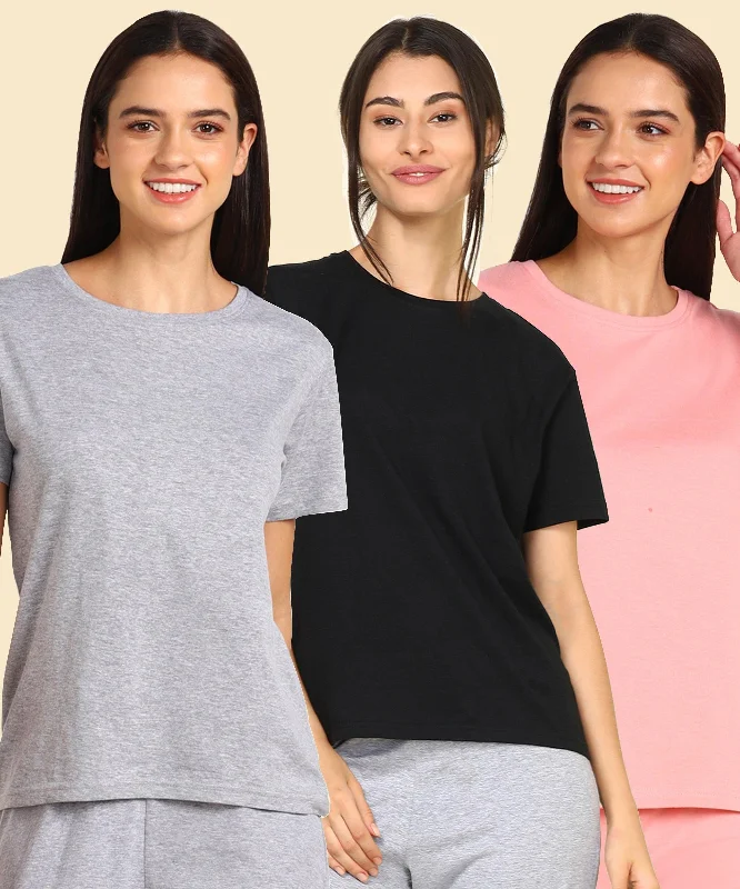 Hurry Up Young Trendz Womens Regular Fit Combo Solid Tshirt