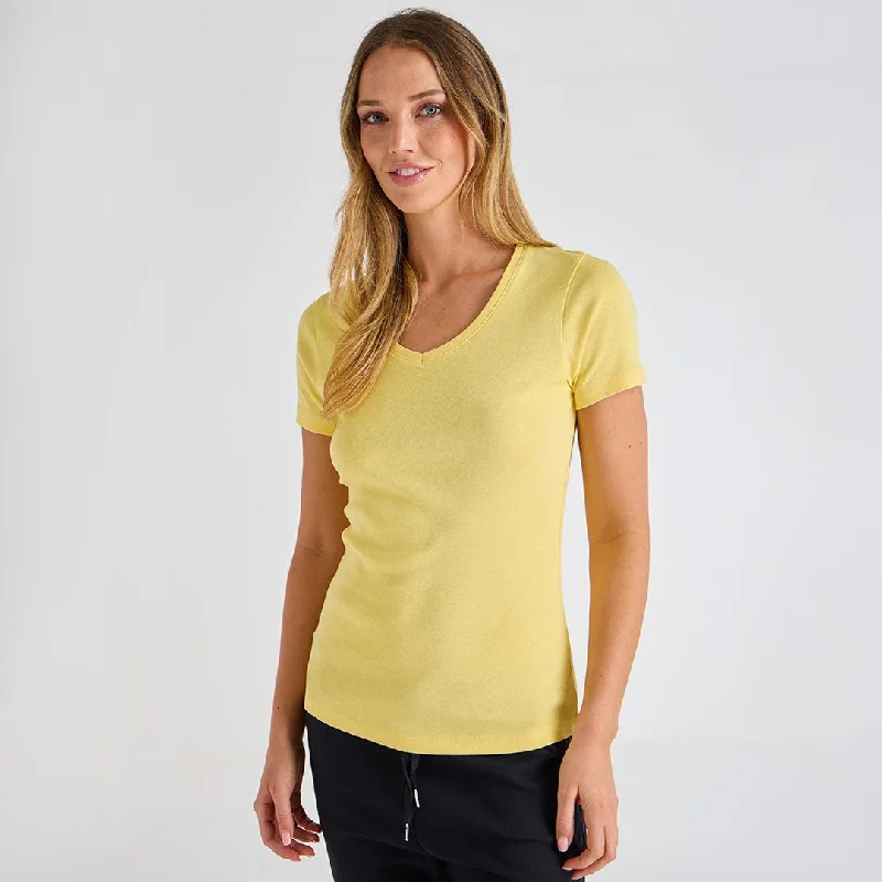 Seasonal Clearance Ladies Lemon Drop V Neck T-Shirt