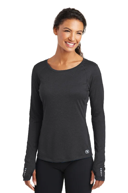 Overstock Sale Ogio Womens Endurance Pulse Jersey Moisture Wicking Long Sleeve Crewneck T-Shirt - Blacktop