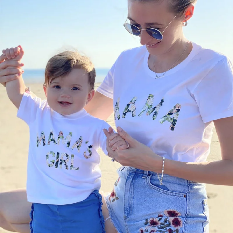 Now or Never Mama & Mama's Girl Floral Matching White T-Shirts