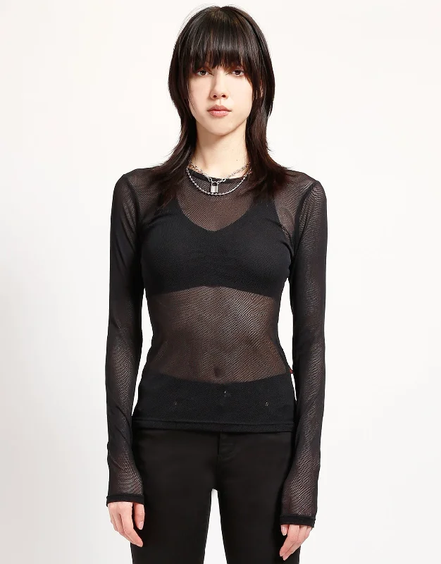 Act Now LADIES LONG SLEEVE FISHNET BLACK