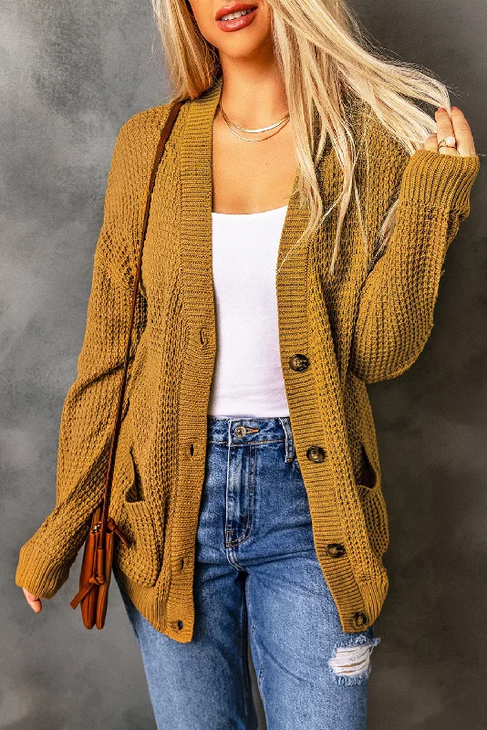 Discount Deals Drop Shoulder Button Down Pocketed Cardigan