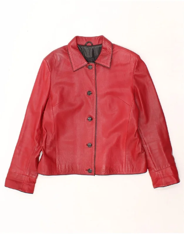 Epic Deals VINTAGE Womens Leather Jacket UK 14 Medium Red