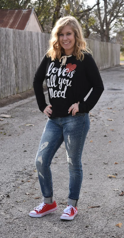 Shop and Save Love Is All You Need Hoodie in Black (Small)