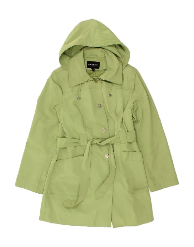 Mega Deal LONDON FOG Womens Hooded Overcoat UK 16 Large Green Polyester