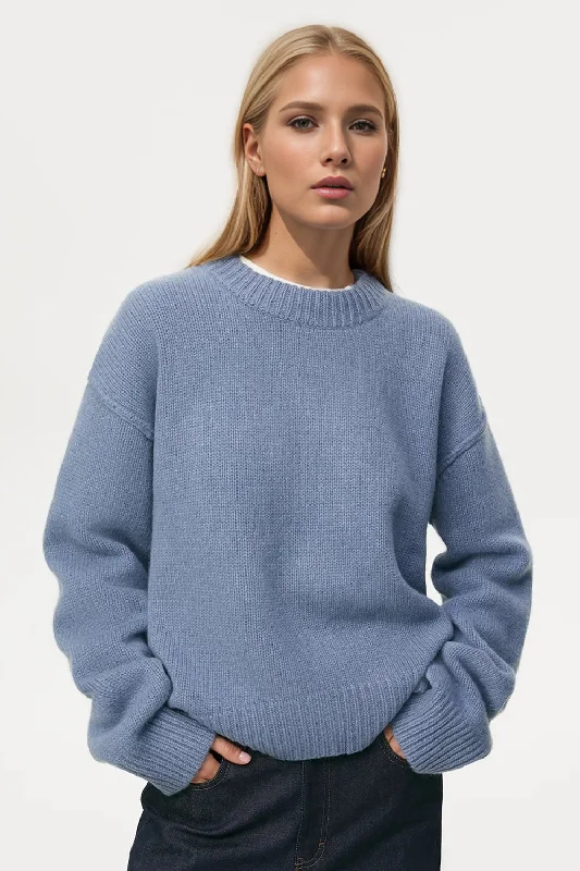Instant Savings Round Neck Dropped Shoulder Sweater