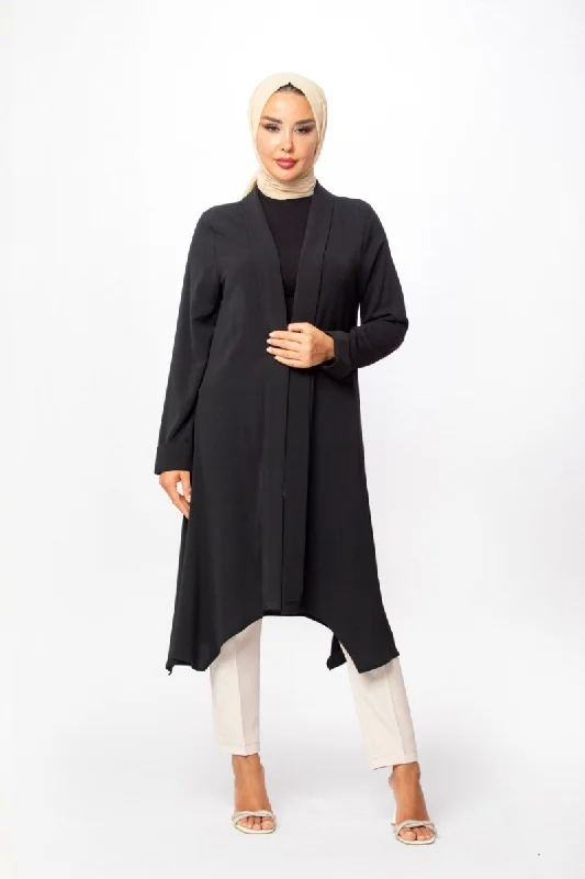 Weekend Savings Extravaganza Crepe Waterfall Cardigan - Black