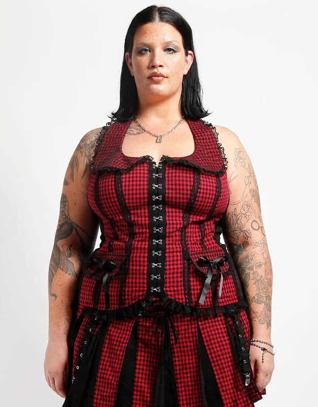 Shop and Save CURVE BO PEEP HALTER CORSET RED
