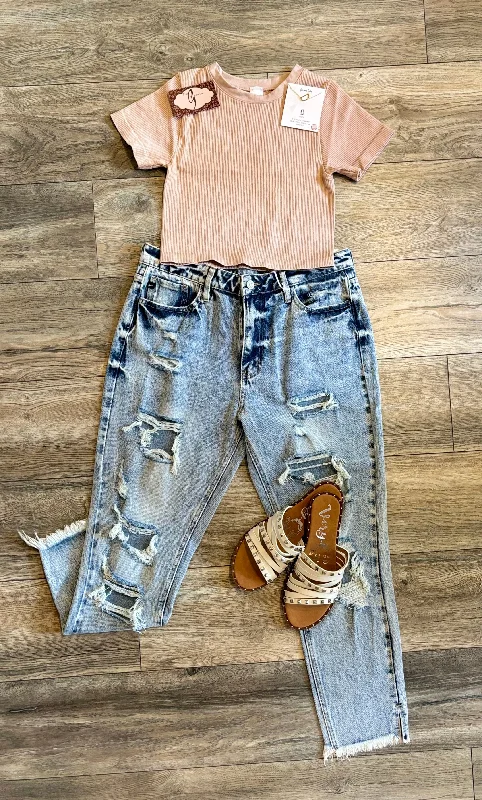 Online Only Taupe Short Sleeve Top
