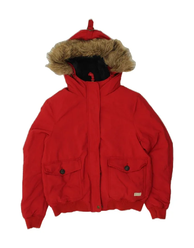 Seasonal Sale JACK WILLS Womens Superior Hooded Windbreaker Jacket UK 14 Large Red