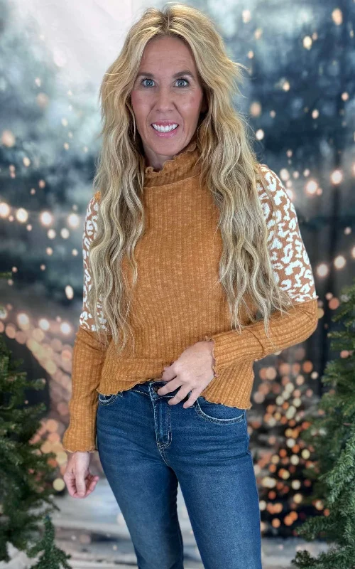 Deal Zone Animal Print Color Block Top