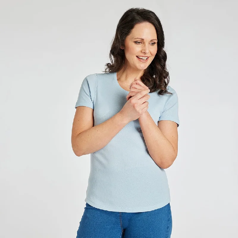 Crazy Deals Ladies Essential Crew Neck Tee Light Blue