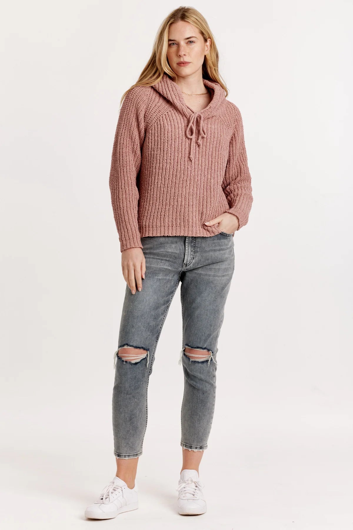 Limited Quantity Eden Textured Sweater w/Hood Woodrose