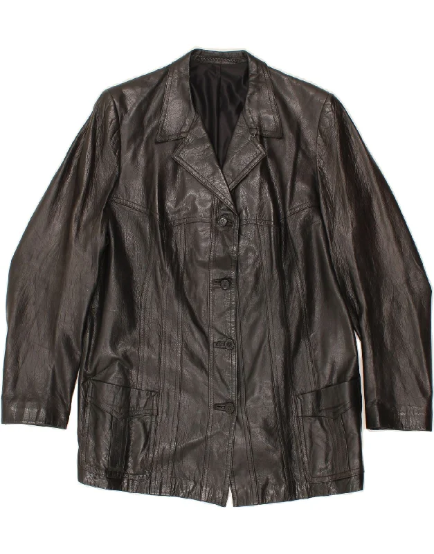 New Arrival VINTAGE Womens Leather Jacket UK 16 Large Black