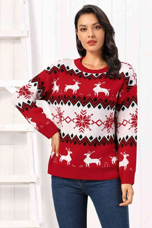 Limited Stock Reindeer Round Neck Sweater by VYSN