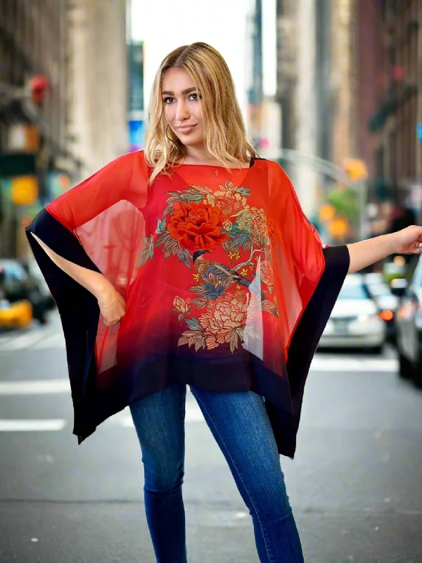 Mega Sale Mia Wear Ella Print Silk Blouse