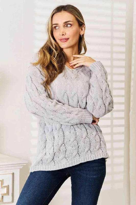 Limited Offer Woven Right Cable Hooded Sweater