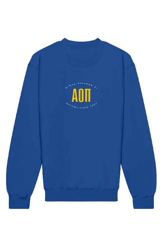 Weekend Savings Spectacular Alpha Omicron Pi Emblem Crewneck Sweatshirt