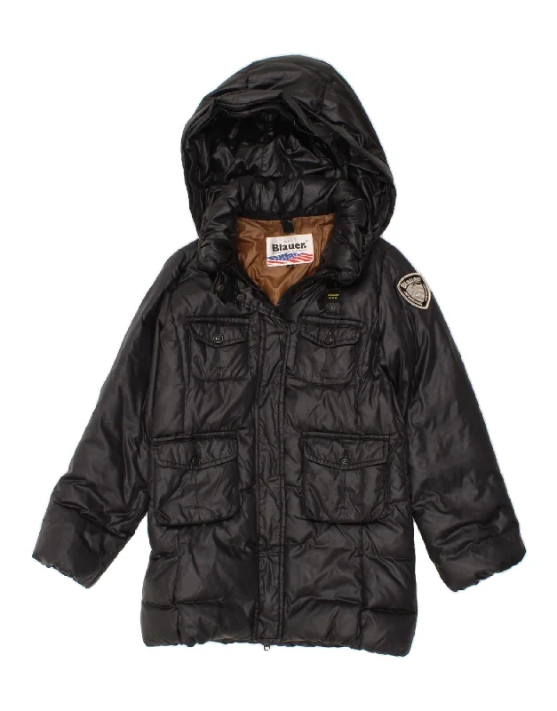 Super Sale BLAUER Womens Hooded Padded Jacket UK 10 Small Black Polyamide