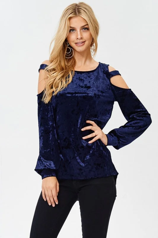 Super Sale Crushed Velour Cold Sholder Top