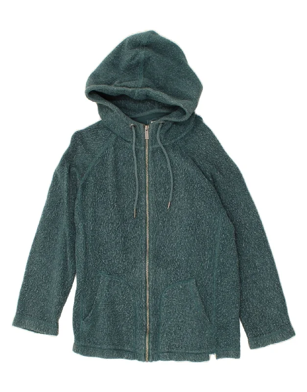 Flash Sale FAT FACE Womens Hooded Fleece Jacket UK 10 Small Green Cotton