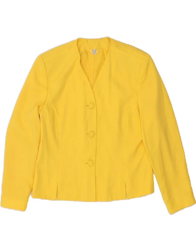 Savings Galore VINTAGE Womens 3 Button Blazer Jacket UK 14 Large Yellow Polyester