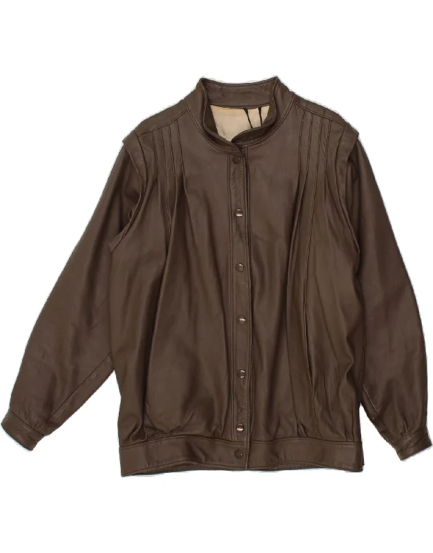 Midnight Sale VINTAGE Womens Leather Jacket US 14 XL Brown Leather