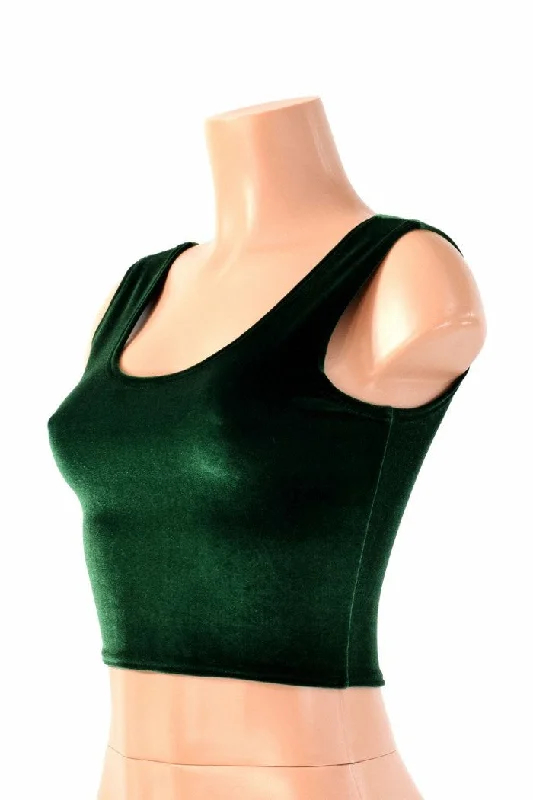 Don't Wait Green Velvet Crop Top