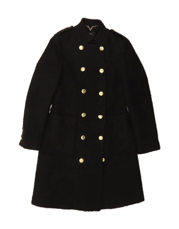Clearance Items KAREN MILLEN Womens Double Breasted Coat UK 8 Small Black Acrylic