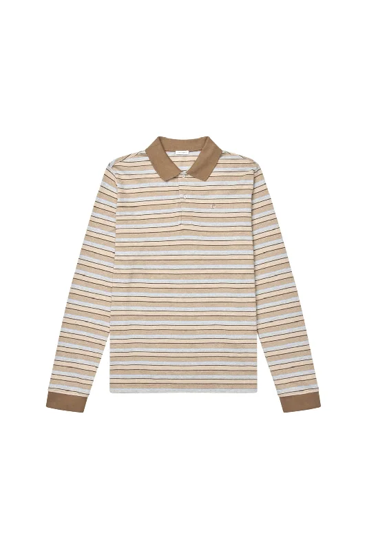 Weekend Discounts to Relish Serena Polo Shirt — Brown Shadow Stripe