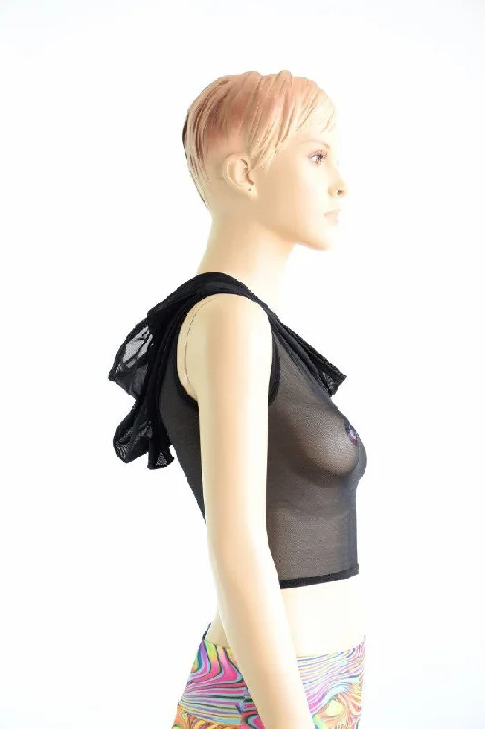 Bargain Blast Sleeveless Mesh Crop Hoodie