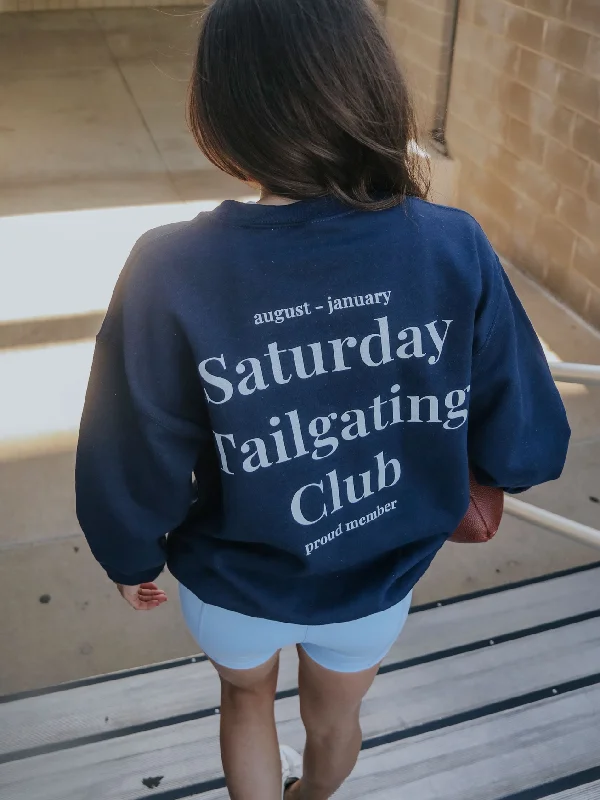 Deep Discounts Saturday Tailgating Club Sweatshirt - Navy