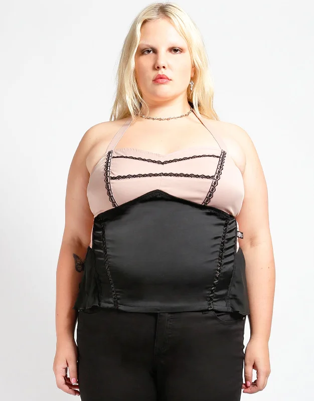 Online Only CURVE CHIFFON HALTER CORSET