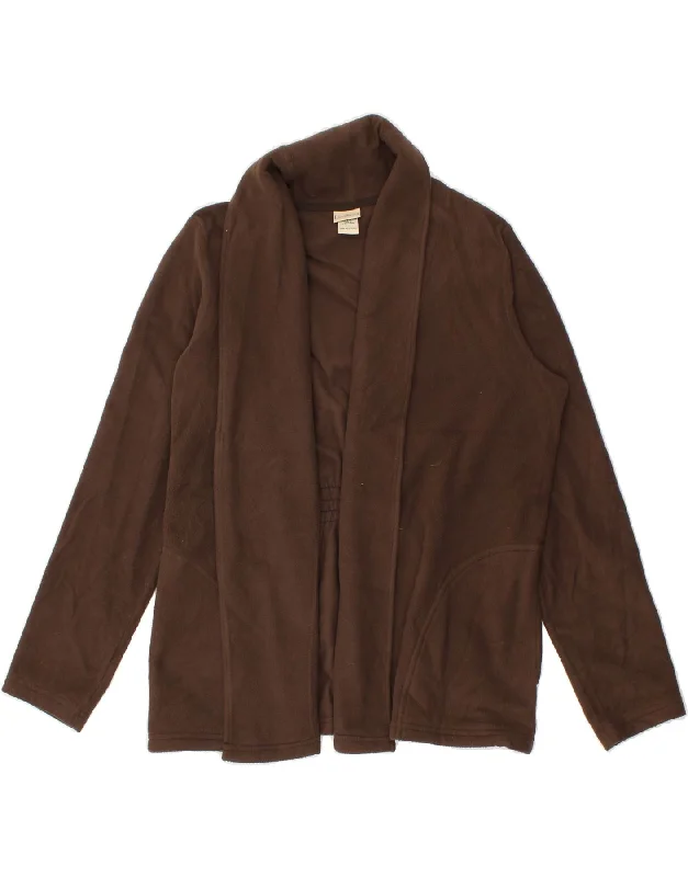 Blowout Deals L.L.BEAN Womens Open Fleece Jacket UK 14 Medium Brown Polyester