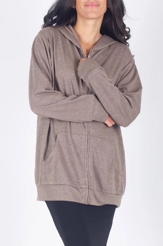 Weekend Specials to Enjoy ZIP-UP CARDIGAN (BROWN)