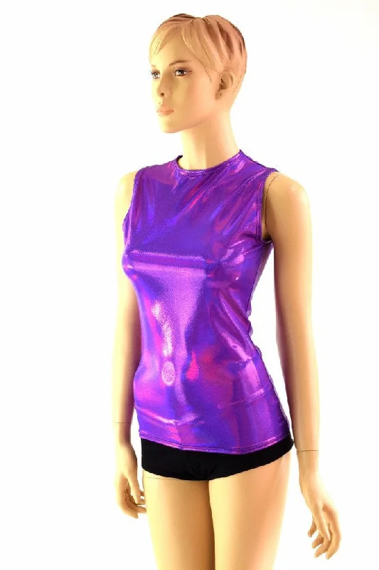 Weekend Deals to Brighten Your Day Full Length Crew Neck Holographic Top