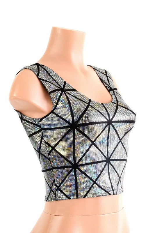 Discount Mania Silver Holographic Crop Tank