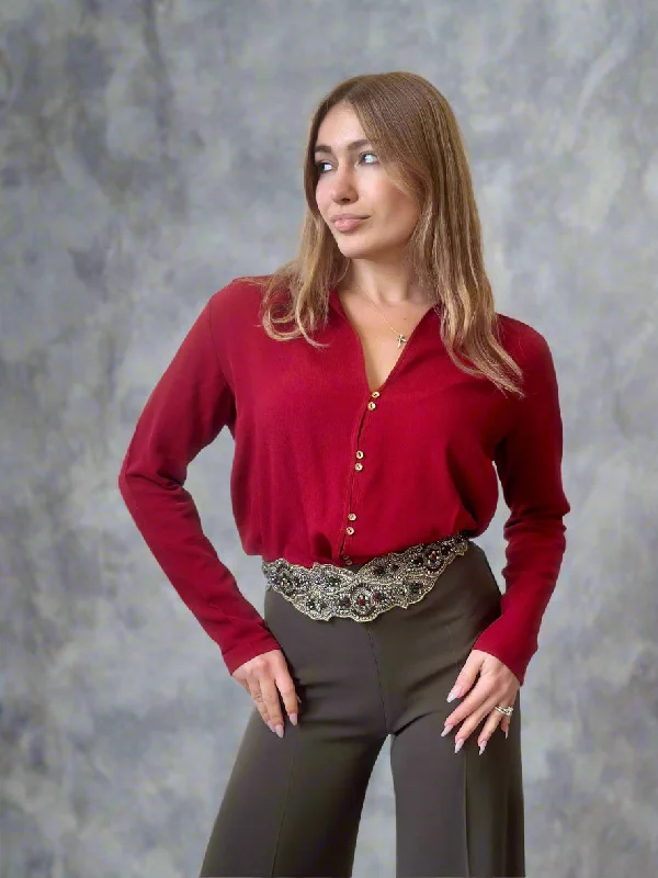 Weekend Specials You Can't Miss T.ba Hacking Long Sleeves Viscose Blouse