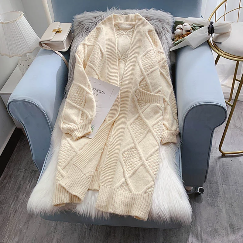 Lowest Price Sweater cardigan female loose lazy wind thickened thick thread twist  4933