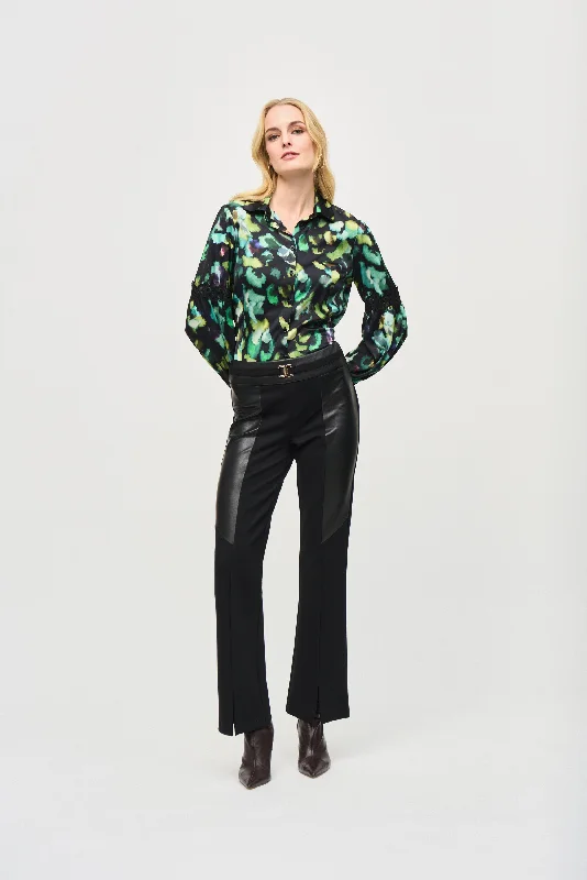 Price Rollback Joseph Ribkoff Satin Abstract Print Button-Down Blouse