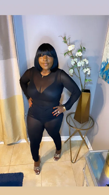 Year-End Sale Black mesh bodysuit